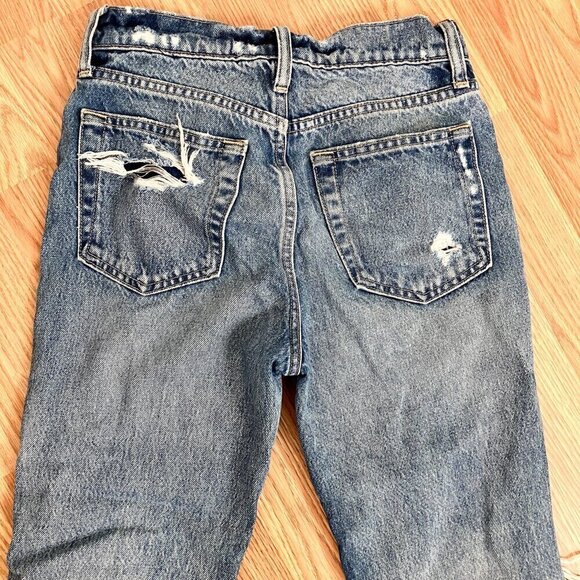 Gap destroyed distressed high rise cheeky straight jean with holes size 0 - Picture 6 of 9